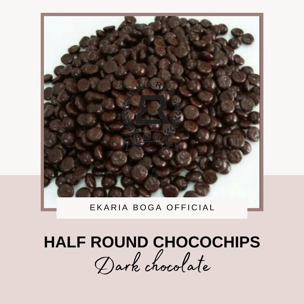 

HALF ROUND CHOCOCHIPS COKLAT/ SETENGAH BULAT GEPENG 1KG