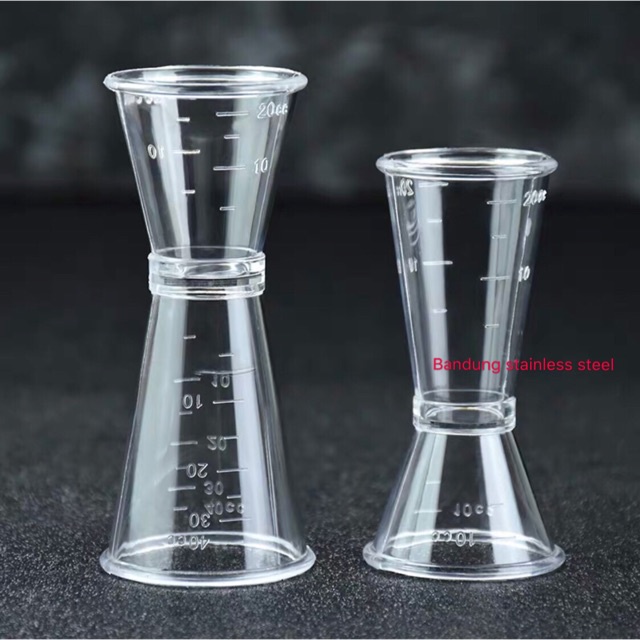 Jigger pc akrilik measure cup gelas ukur takar transparan 10/20ml 20/40ml