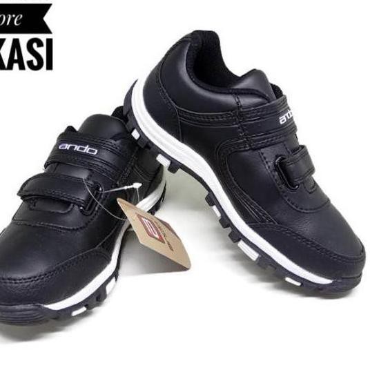 pqd-006 Sepatu Sekolah Anak Laki-laki Lelaki Perempuan Unisex Ando Morgan Lite Velcro SD SMP ,
