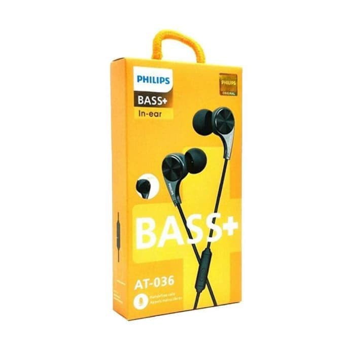 HEADSET / HANDSFREE PHILIPXX AT-036 super bass  + mic bisa buat telefon ya