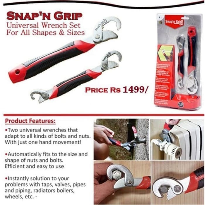 SnapNGrip Kunci Pas/Kunci Universal Komplit 1 Set Stainless Steel