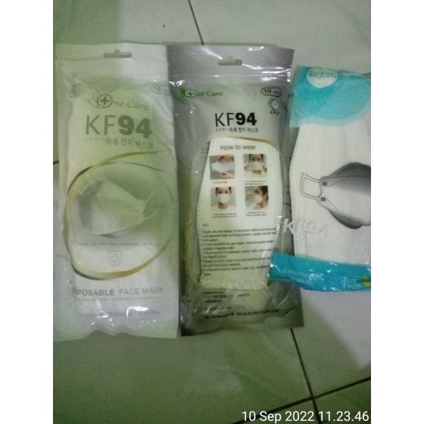 Masker KF94 PUTIH ONECARE/ICARE/CHASA/KOREA/ONCARE/DLL isi 10 pcs