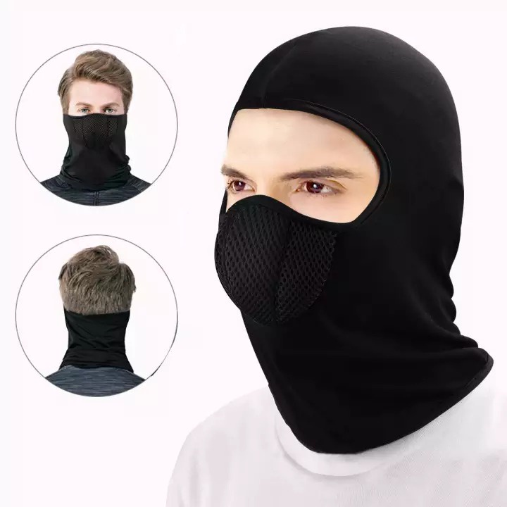 [BISA COD] Masker Buff Ninja Full Face Balaclava Spandex Hitam Polos Motor Helm