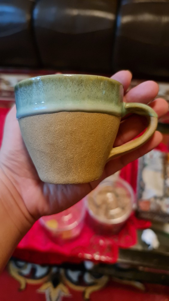 Naruna Cangkir Keramik Unhandle Sea Sand Series Include Tatakan Bisa Grafir Satuan