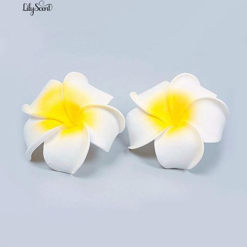 Lilyscent 2Pcs Jepit Rambut Model Bunga Hawaii Bahan Busa Warna Putih