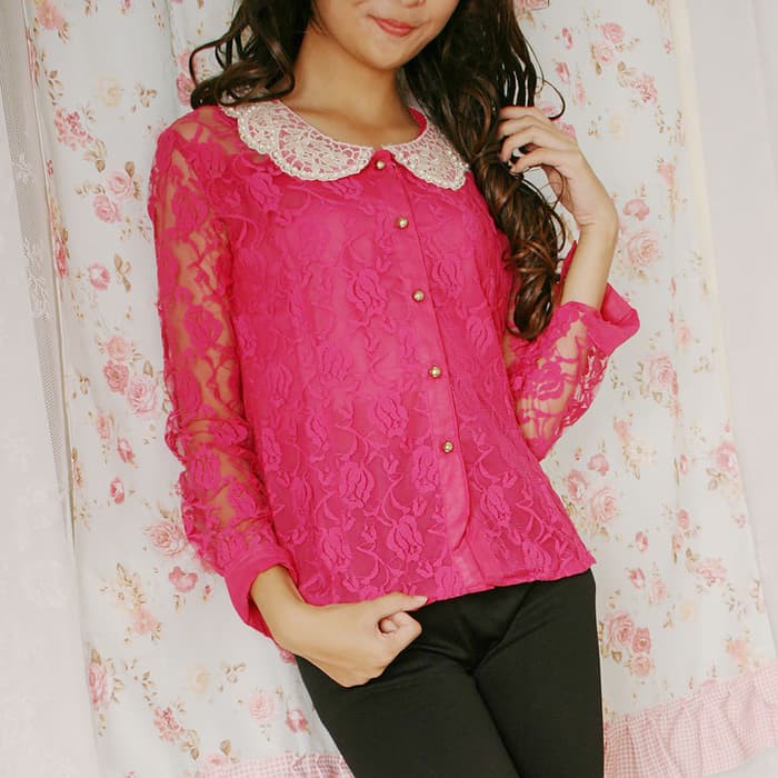 Atasan Wanita - Blus Sifon - Blouse Wanita Blouse Brokat Mutiara - 2 Produk Terbaik