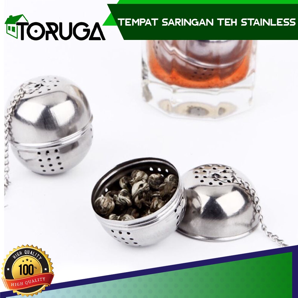 Tempat Teh Besi Stainless Wadah Saringan Teh Bulat Infuser Tea Strainer