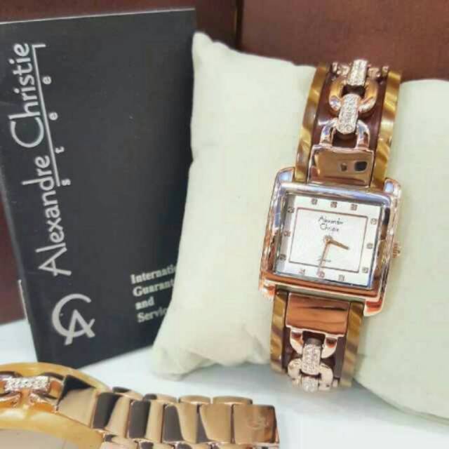 Jam Tangan Lady Alexandre Christie ORIGINAL AC-2569 Brown Rosegold