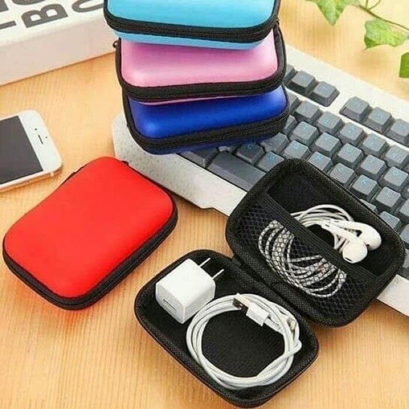 Dompet Warna Panjang Kotak / Dompet Headset Travel Case / Tempat Headset / Earphone Case Mini Charge