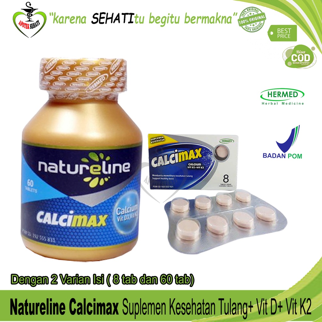 Natureline Calcimax Suplemen Kesehatan Tulang dengan Vit D3 + Vit K2 BPOM