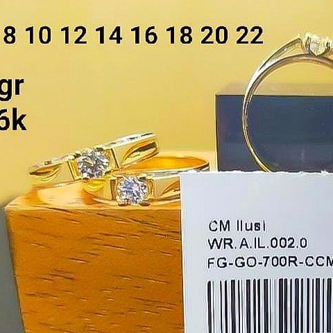 Cincin anak dan dewasa emas asli kadar 700 70% 16k 22 karat tunangan nikah couple permata satu 2 gram terbaru gold