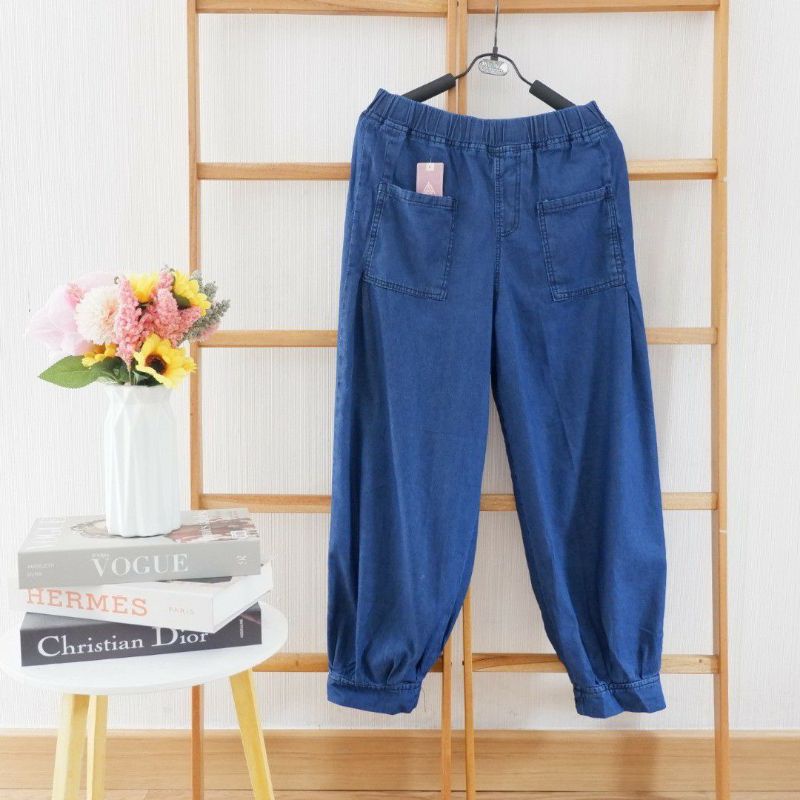 UK Rayne Jogger Denim Pant Dark Blue/celana wanita/celana jogger/jogger wanita/jogger denim/celana d