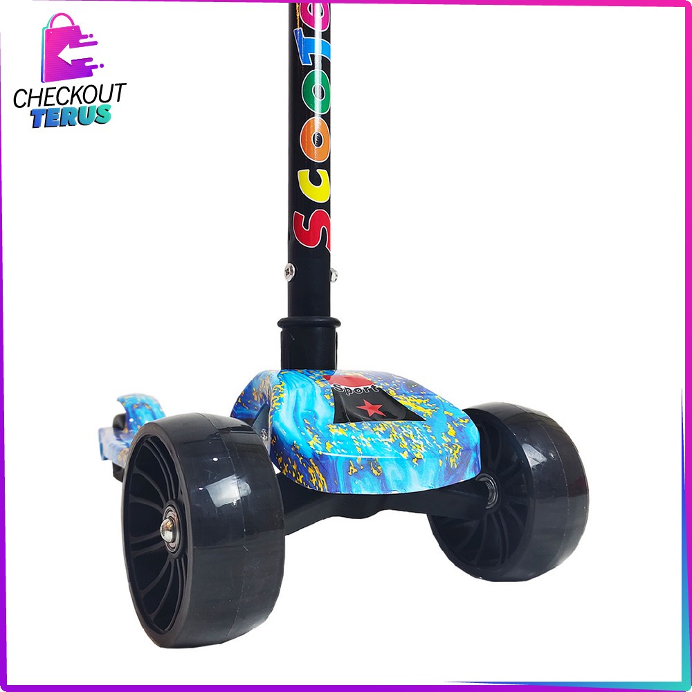 CT M252 Mainan Skuter Anak Karakter Roda 3 Otoped Scooter Anak Bisa Dilipat Injak Mainan Outdoor Scooter