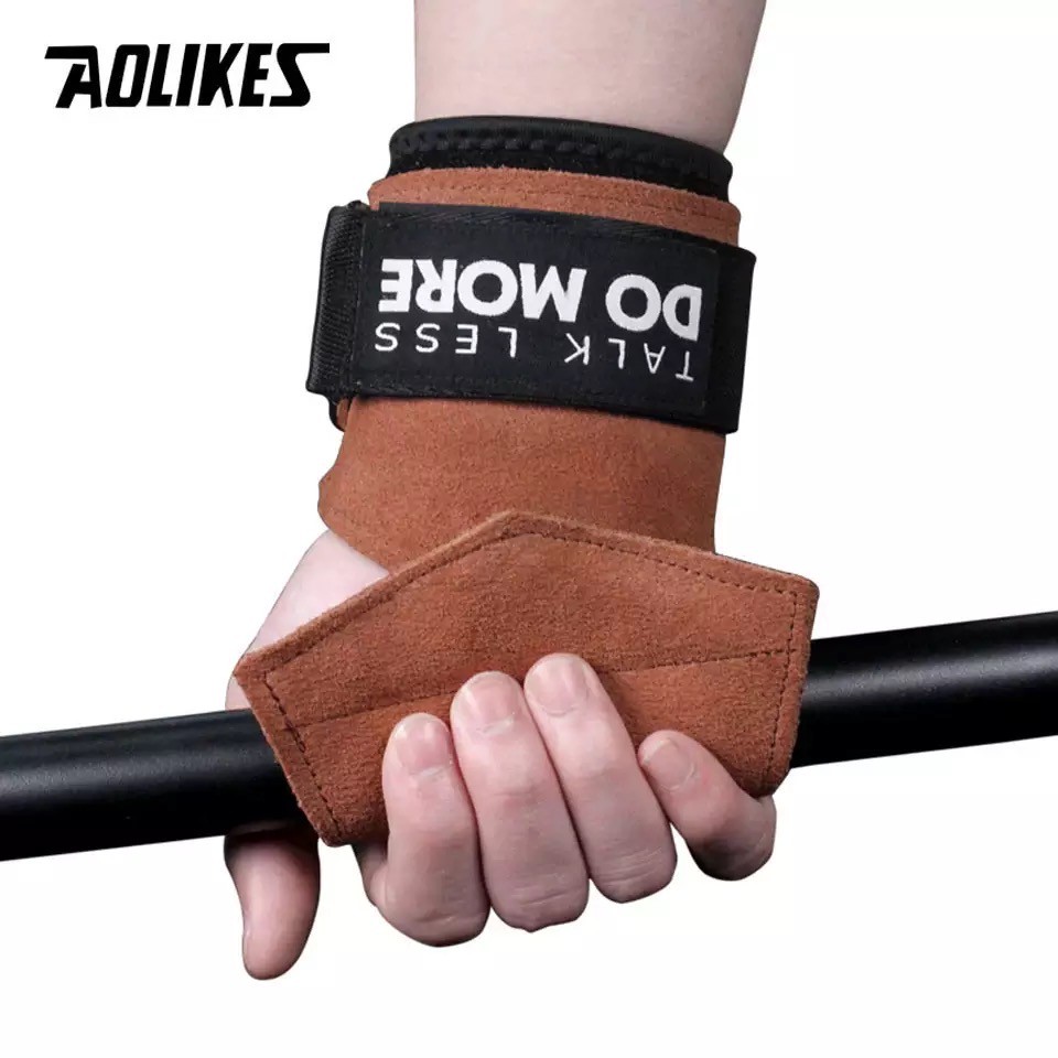 AOLIKES 7632 Leather Brown Wrist Support Wrap / Wristband - Deker Strap Kulit Pergelangan Tangan