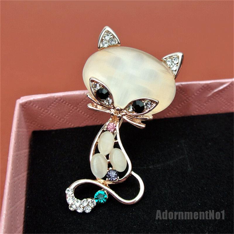 (Adornmentno1) Bros Pin Bentuk Rubah Opal Untuk Wanita