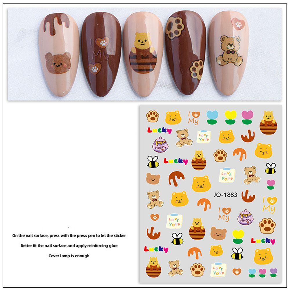 [Elegan] Stiker Kuku Kartun Pooh Beruang Kelinci Smiley Strawberry Nail Art Dekorasi