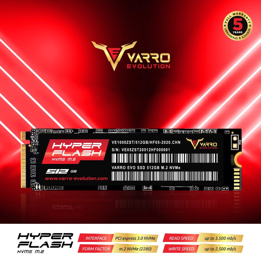 SSD VARRO M2 NVME HYPER FLASH 512GB GARANSI 5 TAHUN