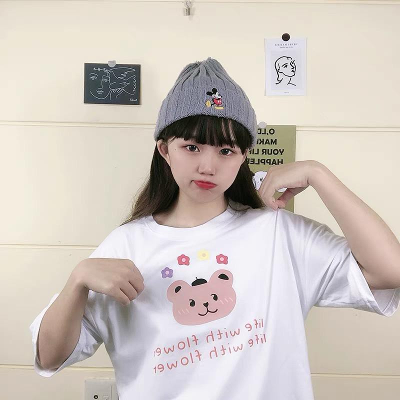 TC -Tshirt Oversize Wanita Motif Bear Chic  - 100% Import