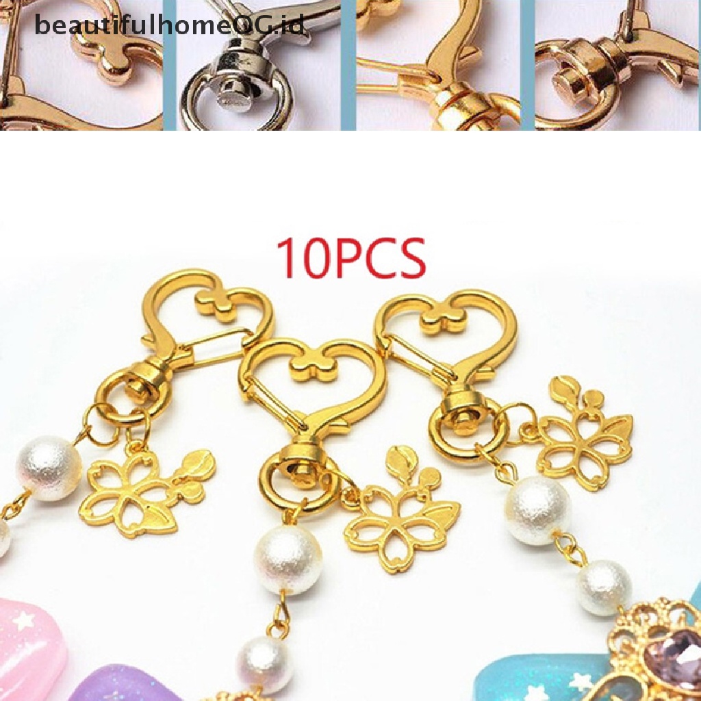 10pcs Gantungan Kunci Bentuk Hati Model Hollow