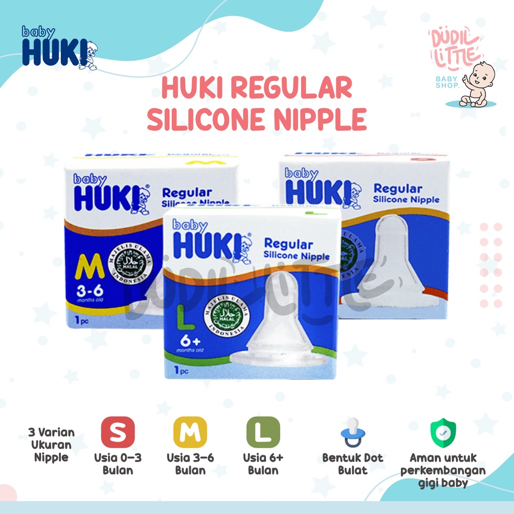HUKI Orthodontic ECER, 3 in 1  Regular Silicone Nipple  Dot susu botol milk bottle 0 sampai 6+