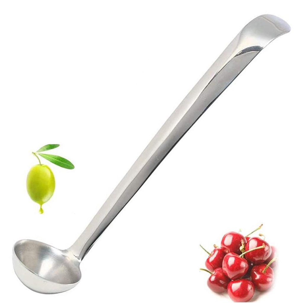 [Elegan] Olive Spoon Jam Stainless Steel Gagang Panjang Slotted Spoon