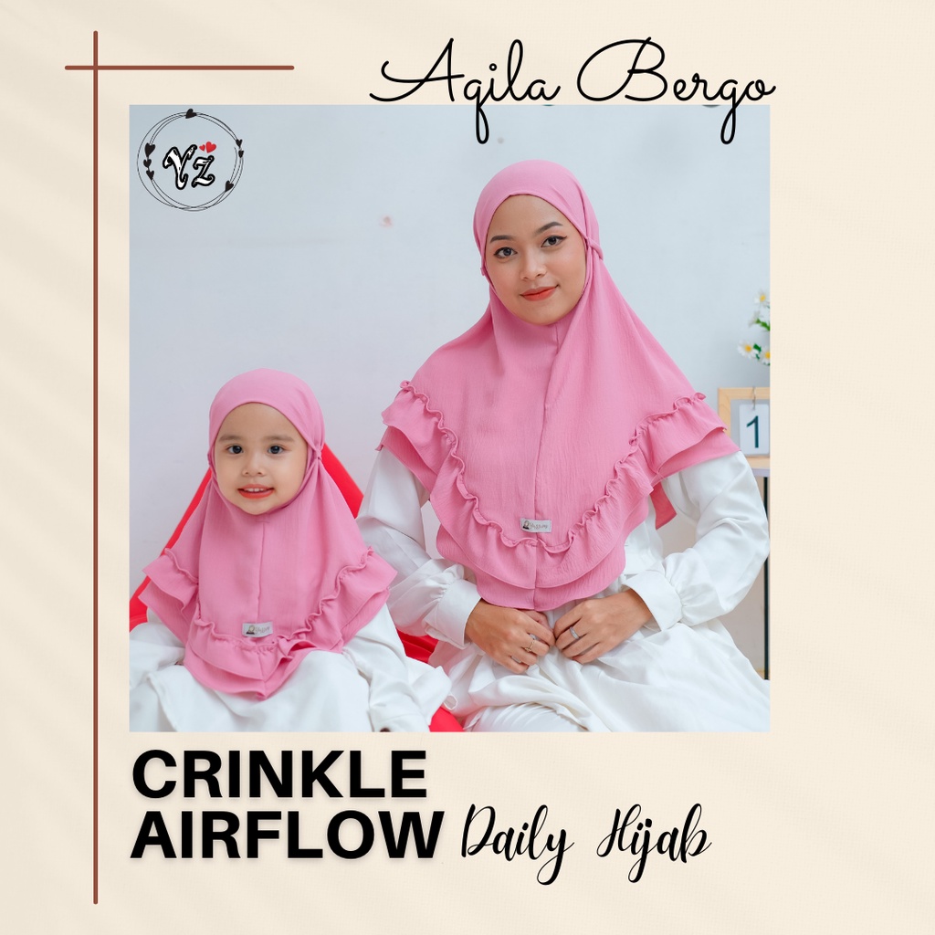 aqila bergo crinkle airflow daily hijab couple ibu dan anak