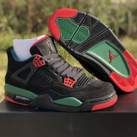 ✨ TERHEMAT SEPATU SNEAKERS KASUAL✨ AIR JORDAN 4 RETRO NRG BLACK/GORGE GREEN-VARSITY RED ORIGINAL
