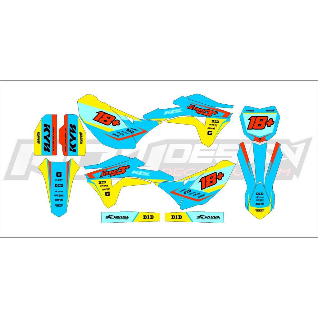 DECAL STICKER KLX GORDON (009) DEKAL STIKER BIRU MUDA HIJAU STABILO