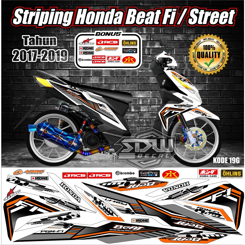 Striping Beat 2017-2019 Variasi Stiker Lis Motor Beat Kode 19