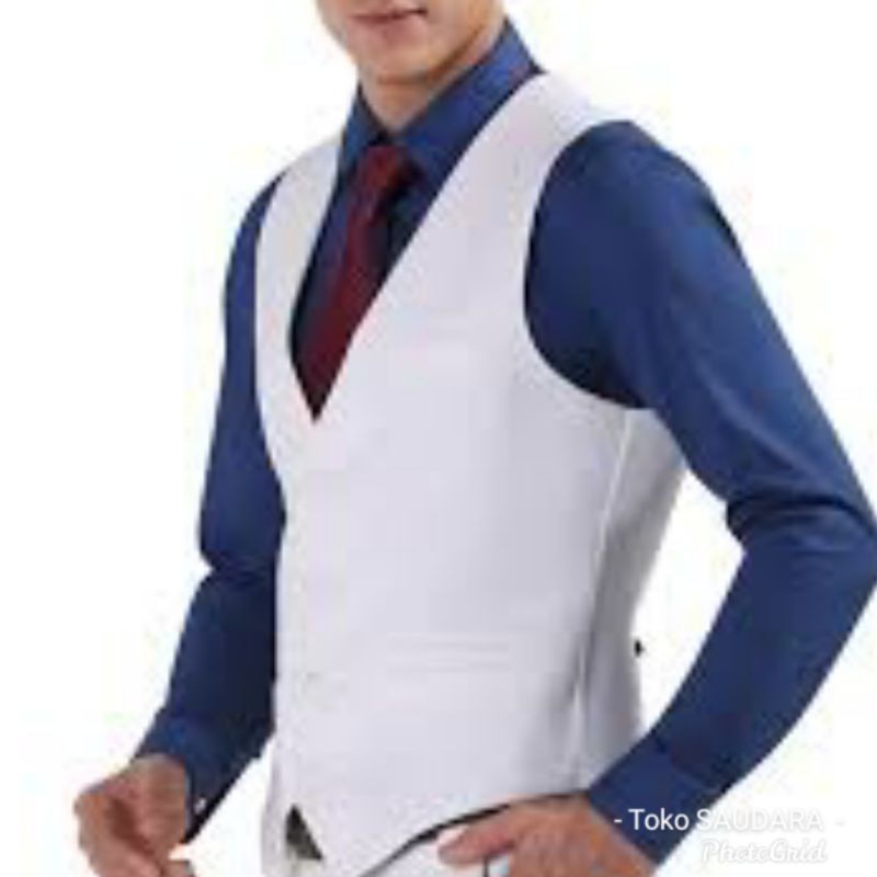 vest rompi formal bahan pria putih