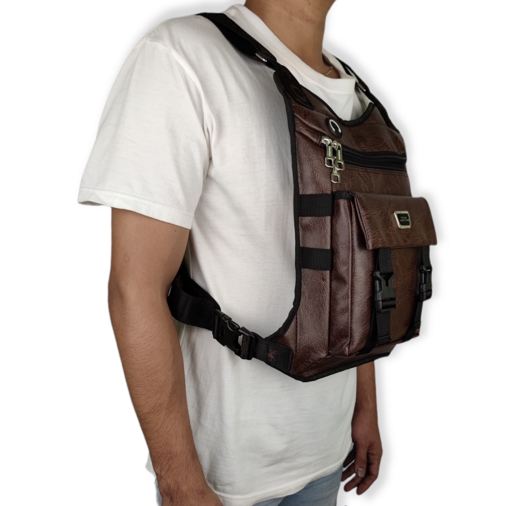 Tas Dada Kulit PU Leather Polo Amstar Polo Amstar Chest Bag Chest Rig Bag Tas Rompi  Selempang Dada