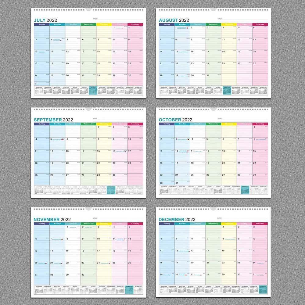 LANFY 2022-2023 Kalender Inggris Siswa Dekorasi Meja Loose-leaf Table Planner Sekolah Kantor Coil Calendar