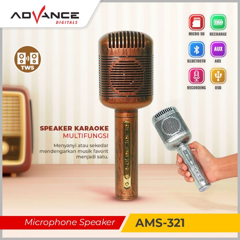 Advance AMS 321 Micrphone Speaker Mic Bluetooth Extra Bass Mode Mic Retro Clasic