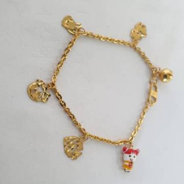 Gelang anak emas asli kadar 700 model hk permata