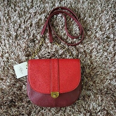 Bags_Branded / Tas Fossil Sofia Mini Crossbody Red Multi Leather Original