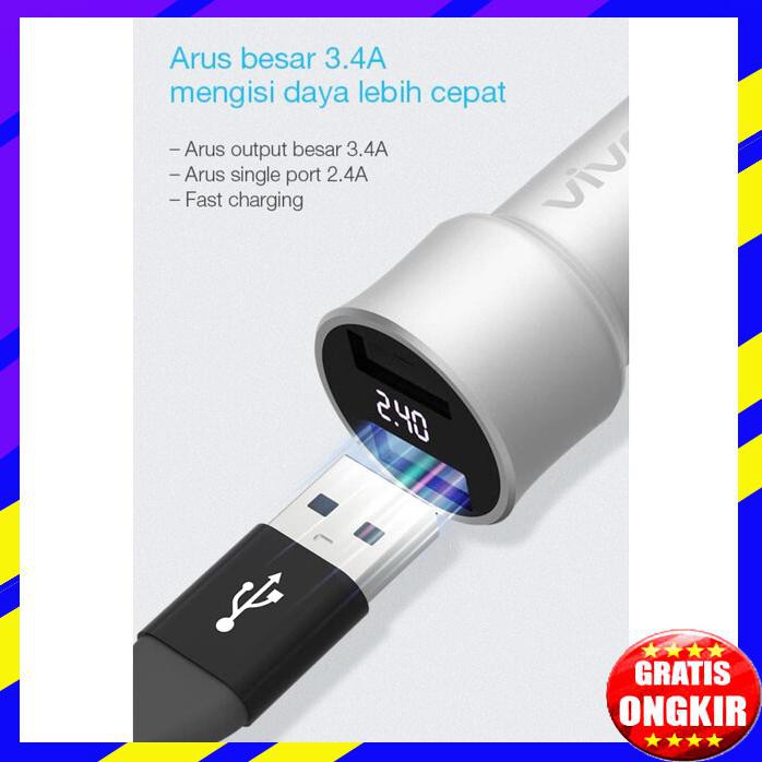 ACC HP CHARGER MOBIL LED DISPLAY VIVAN 2 USB CAR CHARGER CCD2