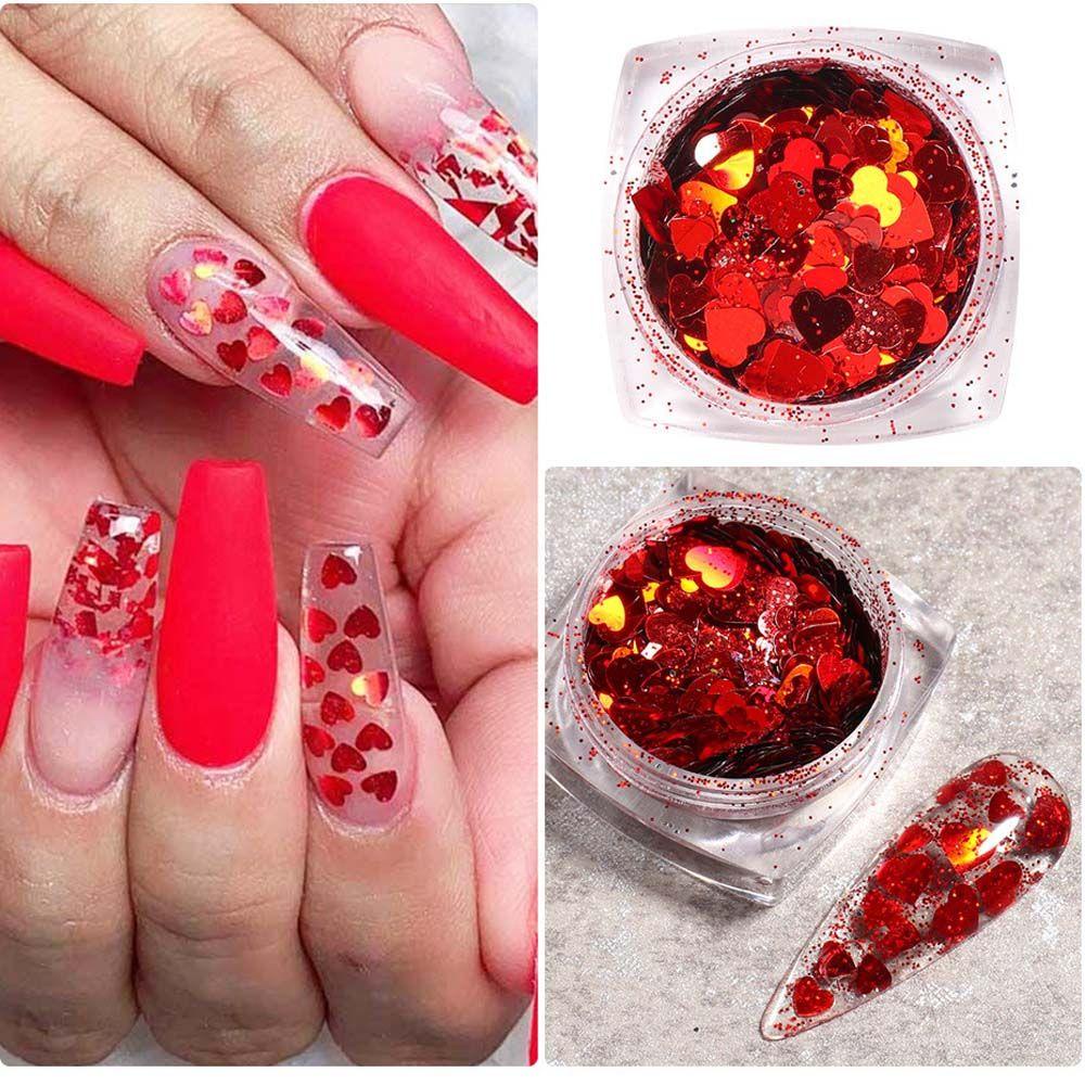 Mxbeauty Stiker Kuku Motif Kupu-Kupu / Bintang / Hati Aksen Glitter Untuk Aksesoris Nail Art / Manicure