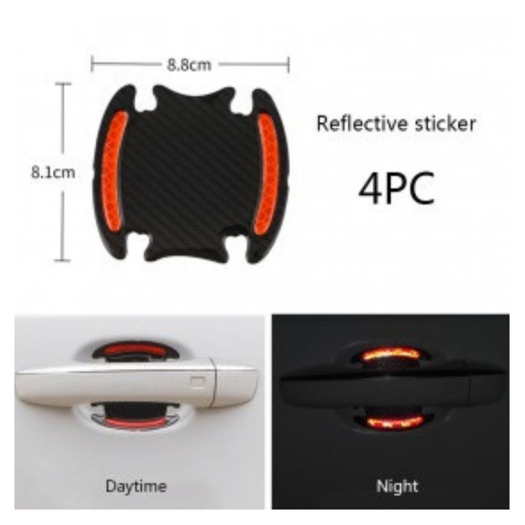 Stiker Reflective Pelindung Gagang Pintu Mobil Motor Carbon Fiber 111162