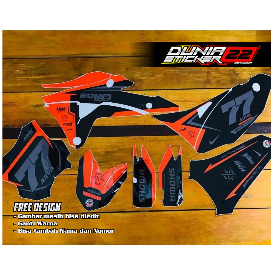 STICKER DECAL  KLX BF/ DTRACKER / GORDON WARNA HITAM KOMBINASI ORANGE STABILLO KEREN - DS22 - KD016