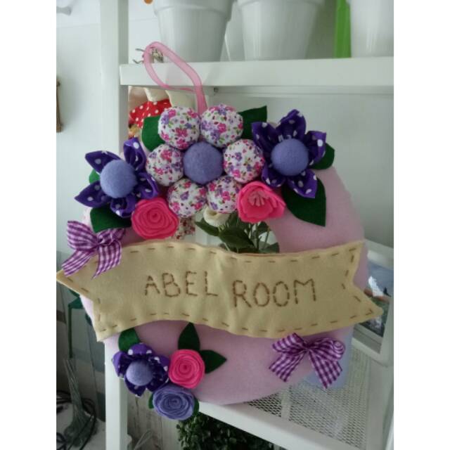Hiasan dinding bunga pink ungu flanel