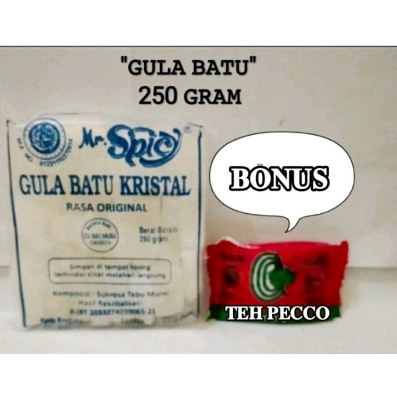 

GULA BATU KRISTAL RASA ORIGINAL 200 GRAM BONUS Teh Upet Khas Cirebon ENAK