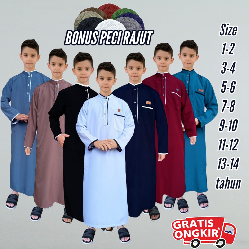 AS-SUNNAH jubah anak laki laki terlaris/gamis anak TK SD SMP baju koko arab/jubah anak premium gold