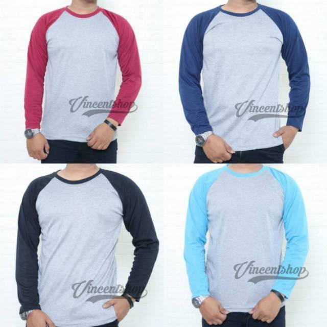 Jual Kaos Distro KAOS Raglan Lengan Panjang Kaos Polos T Shirt Reglan