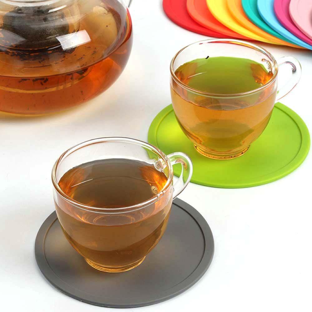 [ELEGANT] Tatakan Gelas Bulat 5pcs Mug Teh Minuman Panas Aksesoris Dapur Bantal Karet