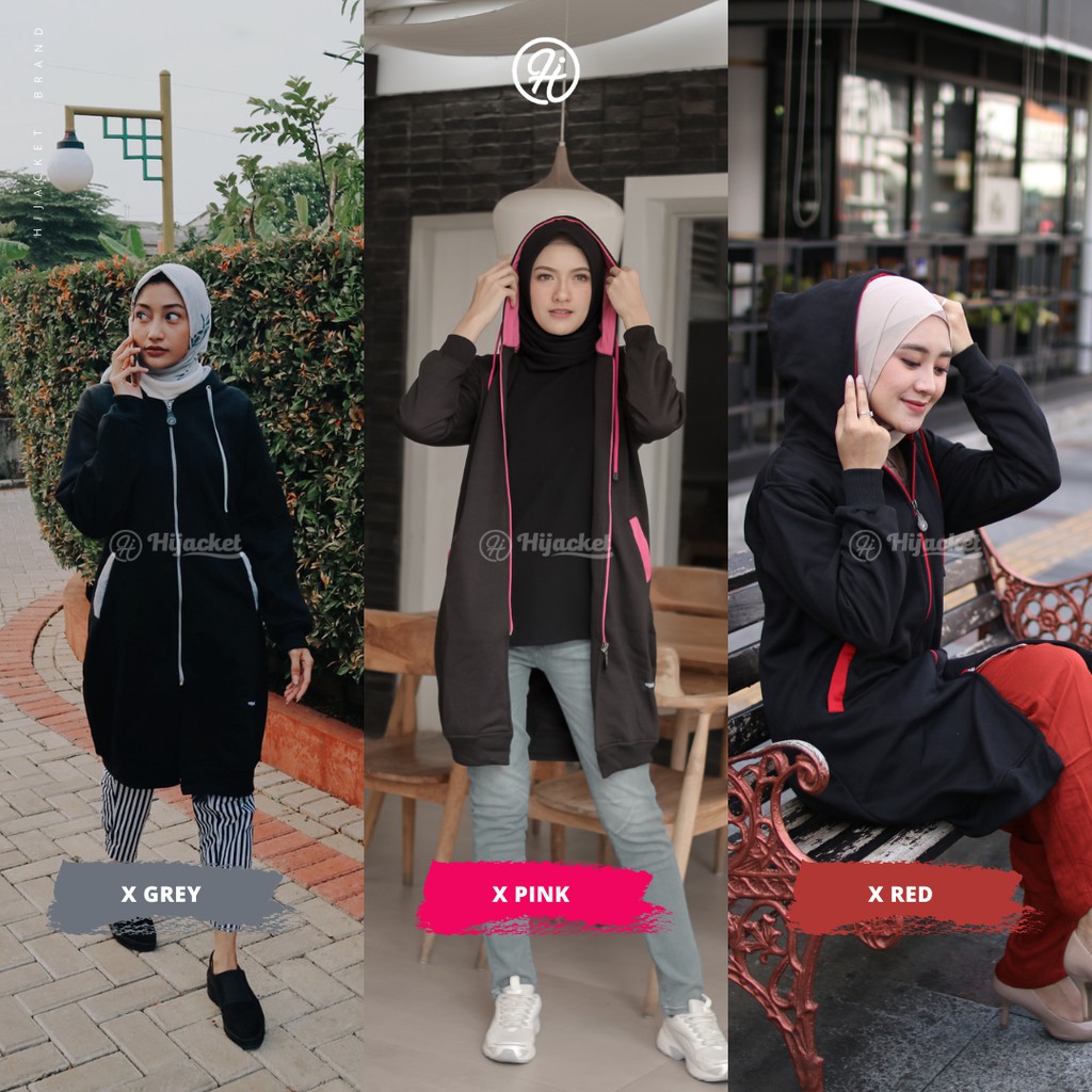 Jaket Tebal Wanita Hijab Hijacket Basic Black Hijaket Hoodie Original Model Polos Panjang-6