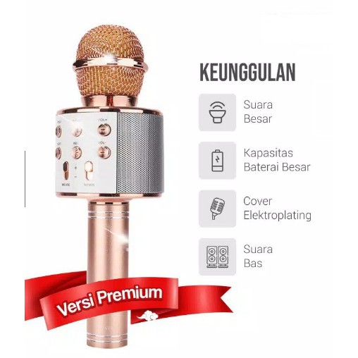 ORIGINAL Mic Microphone WS858 WS-858 Portable Mikrofon Bluetooth Wireless Speaker Mik Karaoke