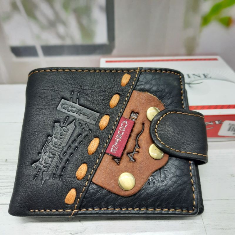 Dompet Kulit Augustine Variasi Kancing A604. Dompet pria kulit sapi asli