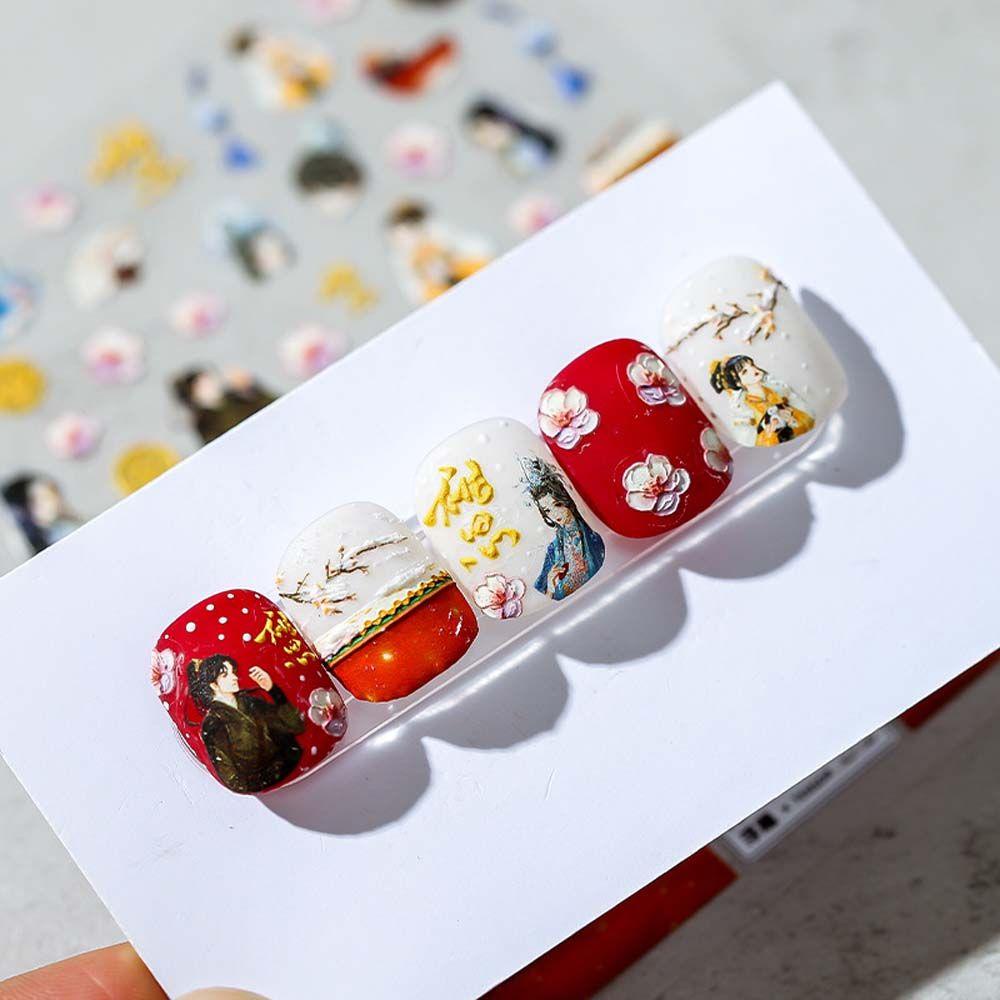 Mxbeauty Stiker Kuku Motif Burung Merak Gaya Cina Untuk Dekorasi Nail Art