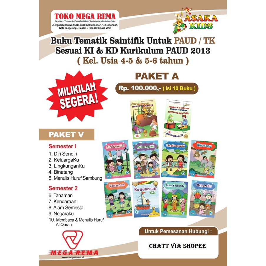 Grosir Buku Tematik Paud&Tk.A Saintifik Paud/Tk Revisi 2022