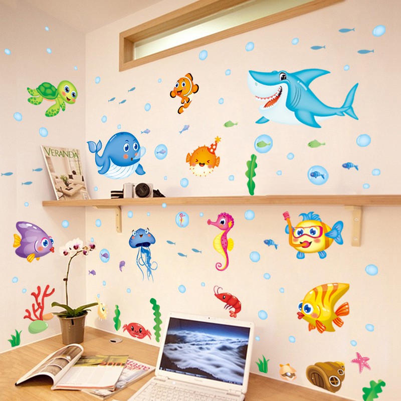 RELIZA WALL STICKER IKAN PAUS FISH KAMAR MANDI ANIMAL HEWAN LAUT STIKER DINDING XL7206